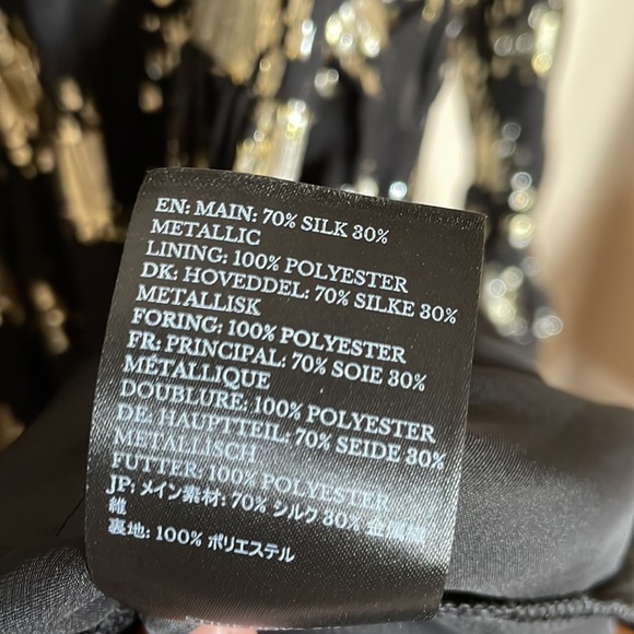 Stine Goya Black Gold Metallic William 602 Lurex Dots Silk Chiffon Midi Dress - Picture 7 of 11